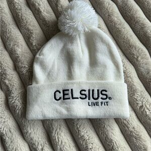 White Celsius Apres Pom-Pom Beanie